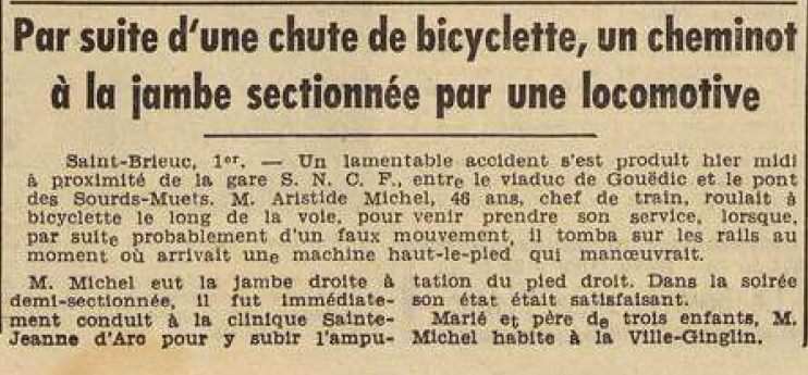 Saint-Brieuc Aristide Michel Le Télégramme de Brest et de l'Ouest 2 Août 1955