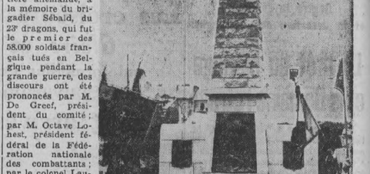 A la mémoire du premier soldat français tué en Belgique 23e dragons brigadier Sébald Le Journal de Rouen 13 juillet 1938