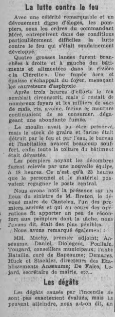 Bapeaume Incendie Minoterie Lemaitre Frères Le Journal de Rouen 3 juillet 1938