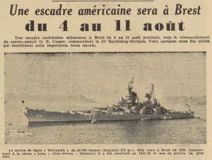 Brest Le navire de ligne américain classe Iowa Le Wisconsin Le Télégramme de Brest 23 juillet 1954