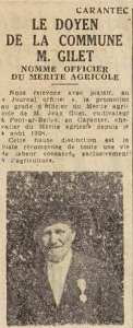 Carentec Gilet Jean doyen de la commune Le Télégramme de Brest 2 Septembre 1950