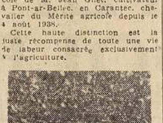 Carentec Gilet Jean doyen de la commune Le Télégramme de Brest 2 Septembre 1950