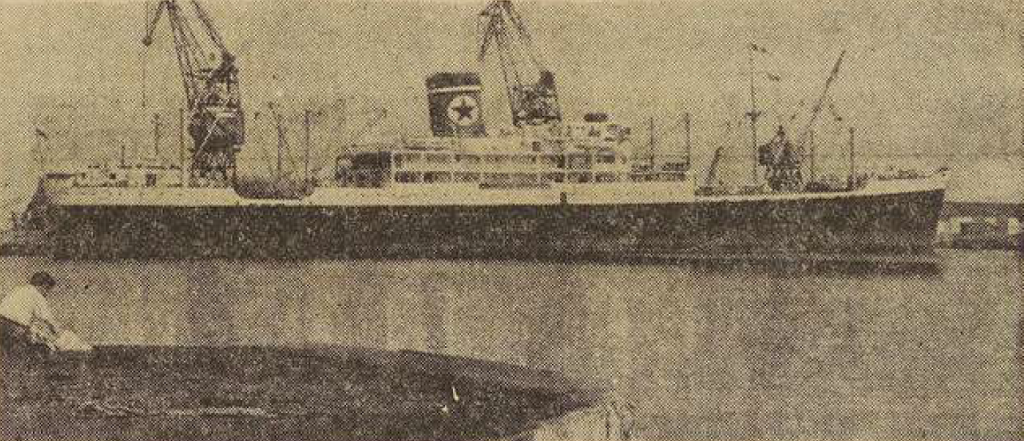 Cargo Paraguay-Star de la Blue-Star-Line à Brest Le Télégramme 1 Août 1955