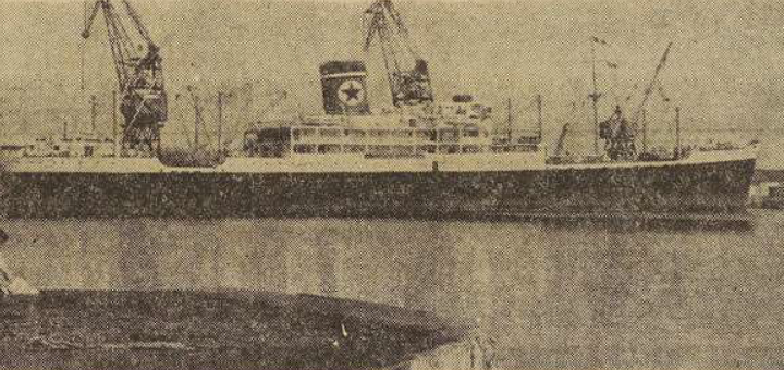 Cargo Paraguay-Star de la Blue-Star-Line à Brest Le Télégramme 1 Août 1955