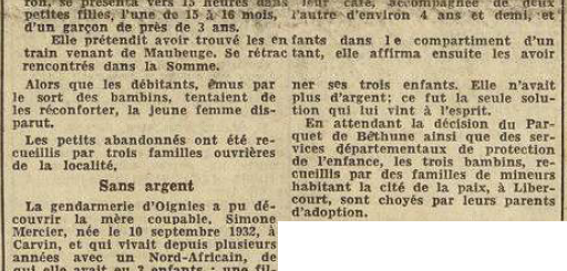 Carvin Mercier Simone Le Télégramme de Brest 10 Septembre 1955