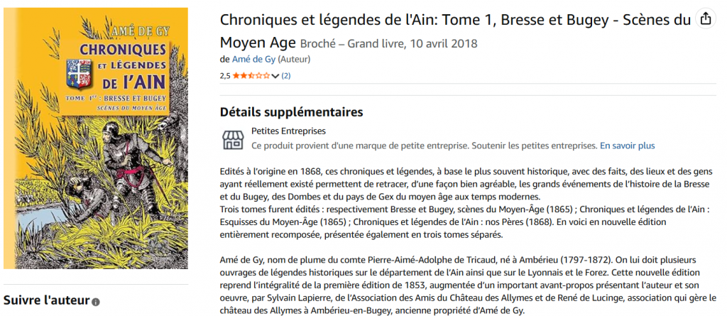Chronique et légende de l'Ain
