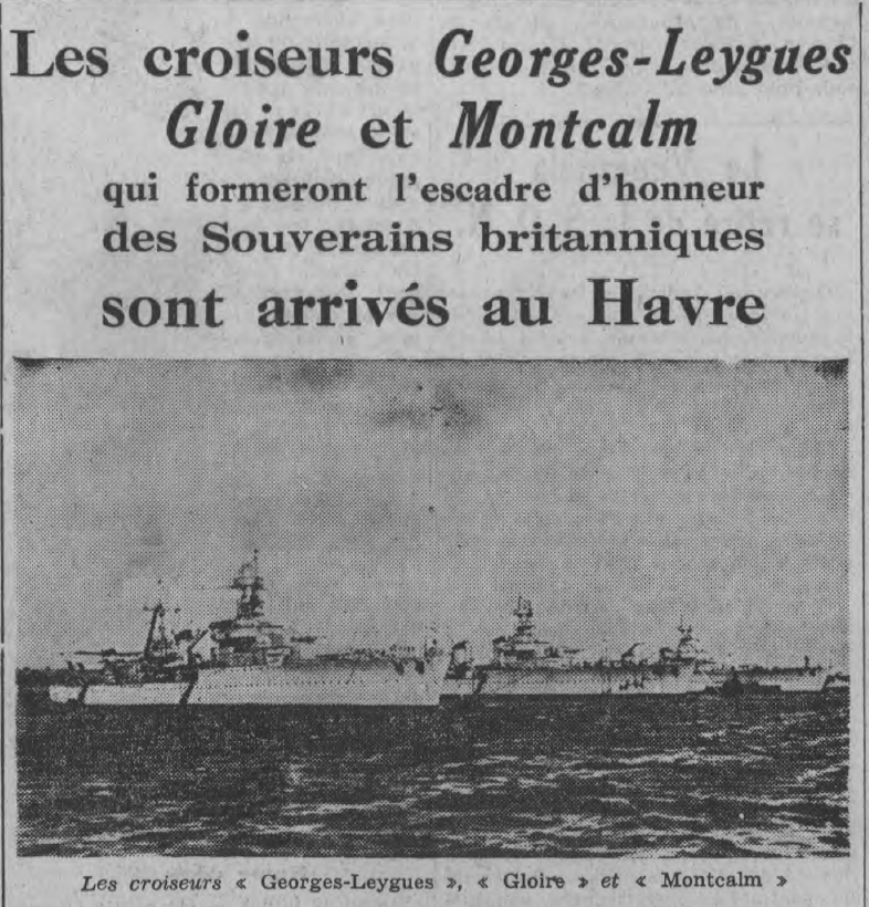 Croiseurs Georges Leygues Gloire et Montcalm Le Journal de Rouen 13 juillet 1938