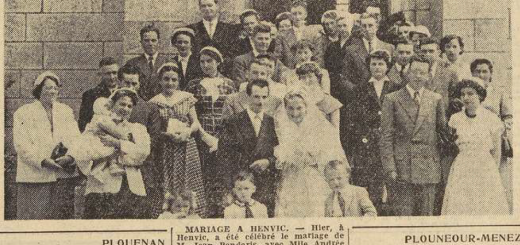 Henvic mariage Pendaris Jean avec Andrée Nicolas Le Télégramme de Brest 21 juillet 1954