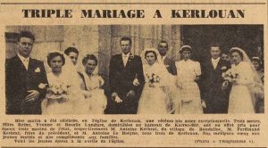 Kerlouan 3 soeurs Landure se marient le même jour avec 3 marins d'état Le Télégramme de Brest 27 Juillet 1955