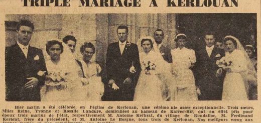 Kerlouan 3 soeurs Landure se marient le même jour avec 3 marins d'état Le Télégramme de Brest 27 Juillet 1955