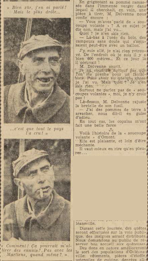 La soucoupe Mr Delvenne soucoupe volante d'Omont L'Ardennais 23 septembre 1954