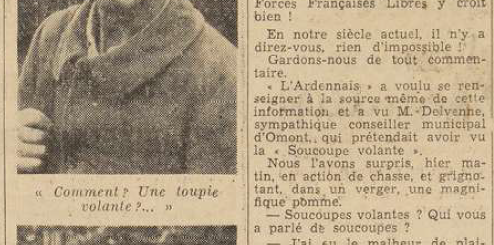 La soucoupe volante d'Omont L'Ardennais 23 septembre 1954