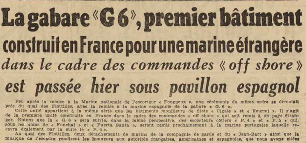 Lagabare G6 Le Télégramme de Brest 30 Juillet 1955