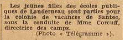Landerneau filles des écoles publiques Le Télégramme de Brest 21 Juillet 1955