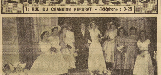 Landerneau mariage Marcel Le Roux Hernot Marie-Thérèse Le Télégramme de Brest 9 Août 1955