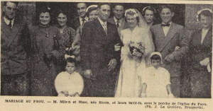 Le Faou mariage Milen Sizun Le Télégramme de Brest 11 Mai 1954