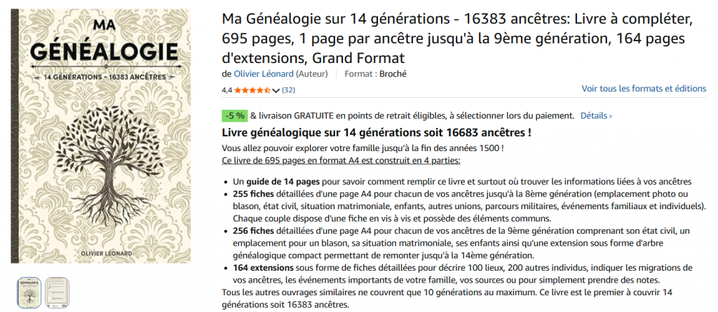Ma Généalogie sur 14 générations