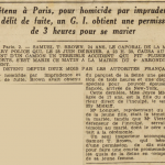 Mariage à Paris G.I Samuel T. Brown Miss Joyce Midkiff Le Télégramme 3 Septembre 1955
