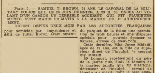 Mariage à Paris G.I Samuel T. Brown Miss Joyce Midkiff Le Télégramme 3 Septembre 1955