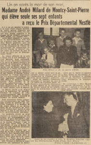 Montcy-Saint-Pierre Madame André Milard 7 enfants Prix Départemental Nestlé née Yvonnne Peth L'Ardennais 24 septembre 1954