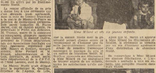 Montcy-Saint-Pierre Madame André Milard 7 enfants Prix Départemental Nestlé née Yvonnne Peth L'Ardennais 24 septembre 1954