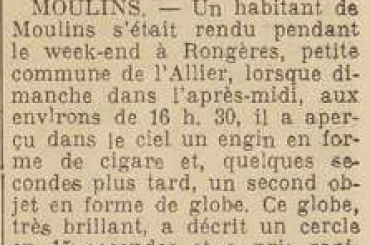Moulins des soucoupes volantes dans l'Allier L'Ardennais 23 septembre 1954