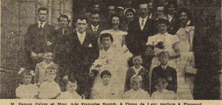 Plouescat mariage Hamon Calvez Françoise Vourch Le Télégramme 30 Juillet 1955
