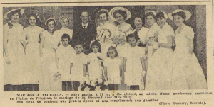 Ploujean mariage Mr Bescond avec Mlle Tilly Le Télégramme de Brest 21 juillet 1954