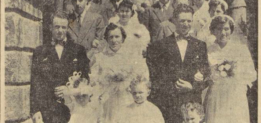Plounévez-Lochrist double mariage Rosec Jean-Marie avec Favé Yvonne Marie et Rosec Anne-Marie avec Ollivier Hervé Le Télégramme de Brest 23 Juillet 1954