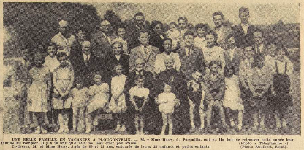 Porsmilin Famille Herry en vacances à Plougonvelin Le Télégramme de Brest 6 Septembre 1955