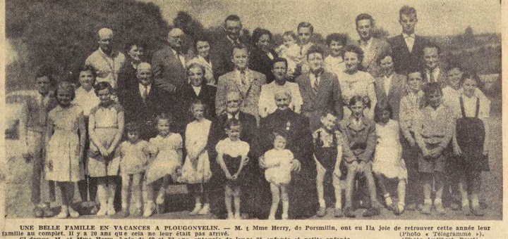 Porsmilin Famille Herry en vacances à Plougonvelin Le Télégramme de Brest 6 Septembre 1955