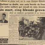 Quimper Accident de voiture Le Moënner Jean-Pierre Le Télégramme de Brest 6 Septembre 1955