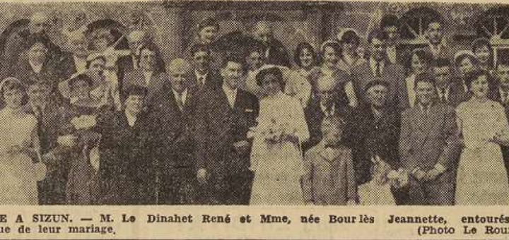 Sizun mariage Dinahet René Bourlès Jeanette Le Télégramme 30 Juillet 1955