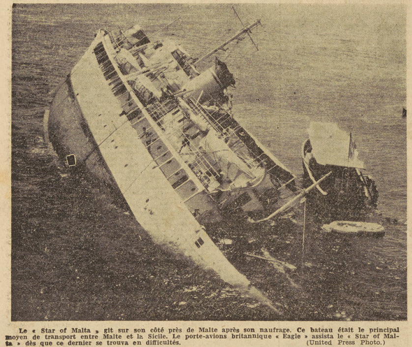Star of Malta Le Télégramme de Brest 6 Août 1955