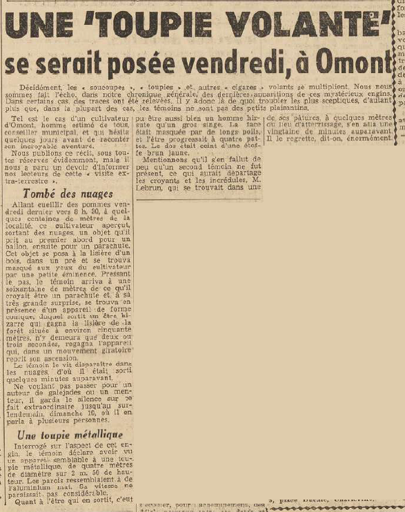 Toupie volante à Omont L'Ardennais 23 septembre 1954
