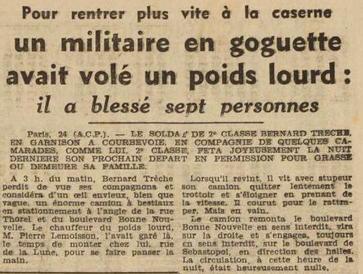 Trèche Bernard en garnison à Courbevoie Le Télégramme 25 Juillet 1955