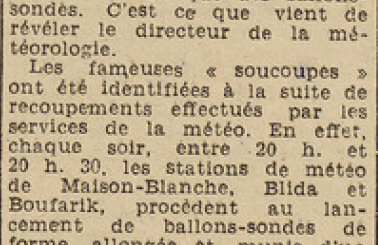 Algérie Les soucoupes volantes étaient des ballons sondes Le Télégramme 8 août 1952