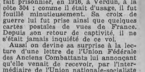 Chambly Minard Auguste Un Allemand restitue son butin 22 ans après Le Journal de Rouen 31 juillet 1938