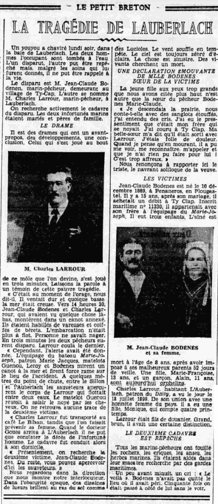 La Tragédie de Lauberlach Le Petit Breton 2 février 1936