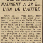Niort Les jumeaux Noblez naissent à 28 kilomètres l'un de l'autre Le Télégramme 13 août 1952