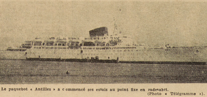Paquebot Antilles Le Télégramme de Brest 27 août 1952