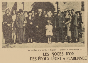 Plabennec Noces d'Or époux Léost Le Télégramme de Brest 28 août 1952
