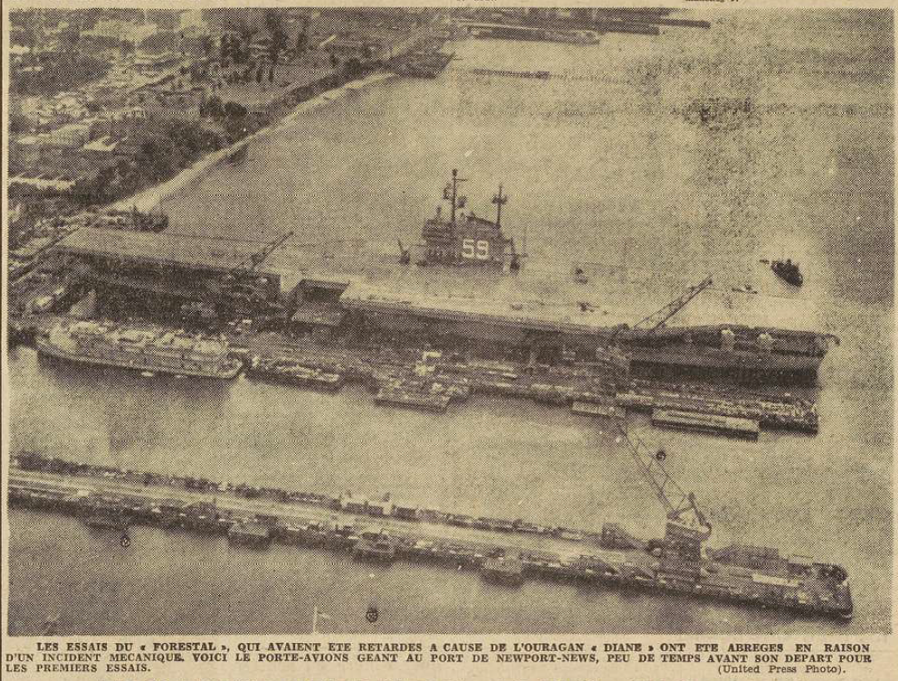 Porte-Avions Forestal Newport Le Télégramme de Brest 1 septembre 1955