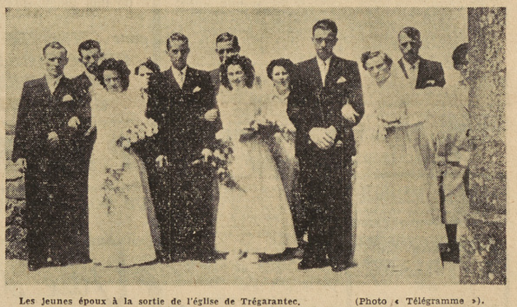 Trégarantec Triple mariage Le Télégramme 2 juillet 1952