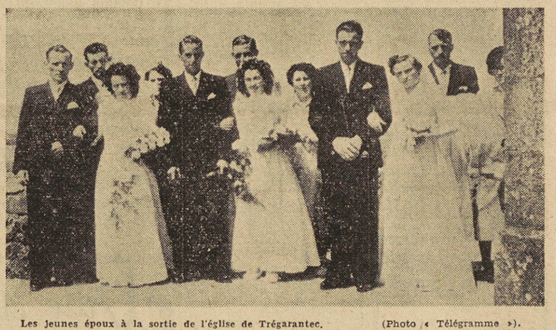 Trégarantec Triple mariage Le Télégramme 2 juillet 1952