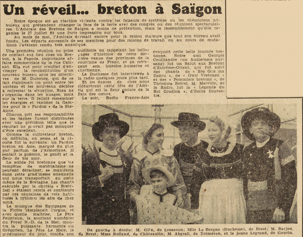 Un réveil Breton à Saïgon Le Télégramme de Brest 18 août 1952