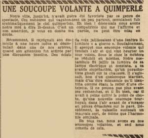 Une soucoupe volante à Quimperlé Le Télégramme 7 août 1952