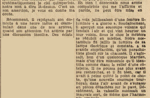 Une soucoupe volante à Quimperlé Le Télégramme 7 août 1952