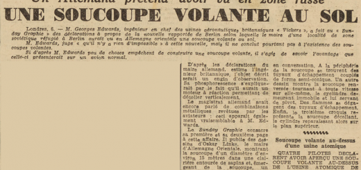 Une soucoupe volante au sol Le Télégramme du 7 Juillet 1952