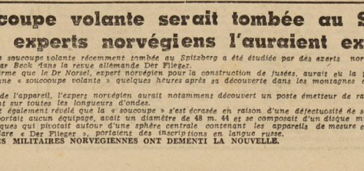 Une soucoupe volante serait tombée au Spitzberg Norvège Le Télégramme de Brest 9 août 1952